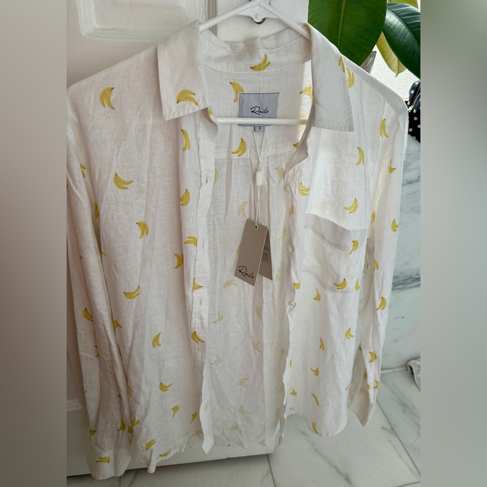Rails Charli Button Down Shirt - Yellow Bananas